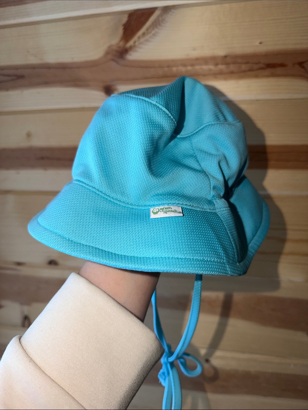 Kids Blue Sun Bucket Hat with Chin Ties